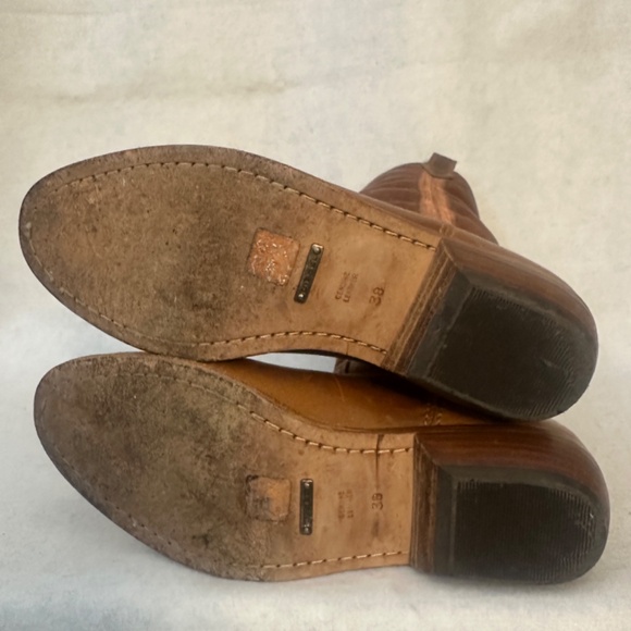 Diesel Leather Boots EU 38 US 7.5 Gently worn Wood heels 14" tall - Picture 6 of 7